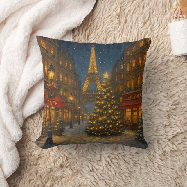 Wunderbare Pariser Weihnachtsstraßen Kissen (Decke)