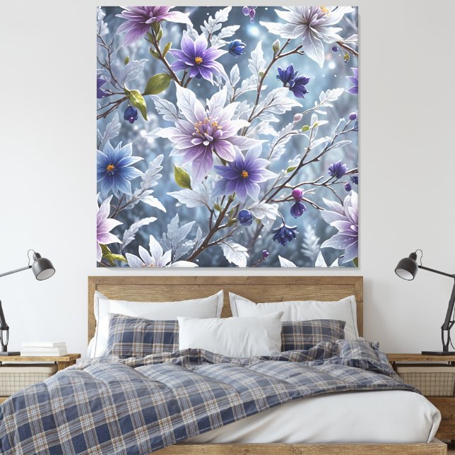 Wunderbare Schönheit des frostigen Winterblüts ers Leinwanddruck (Insitu (Schlafzimmer))