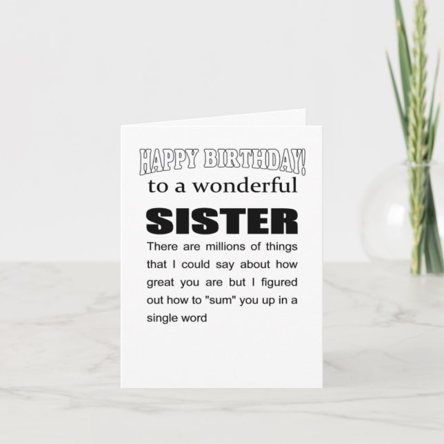 wunderbare Schwester zum Geburtstag wünscht Karte (Vorderseite)