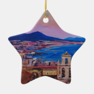 Wunderbare Stadt-Ansicht von Neapel mit Berg Vesuv Keramik Ornament