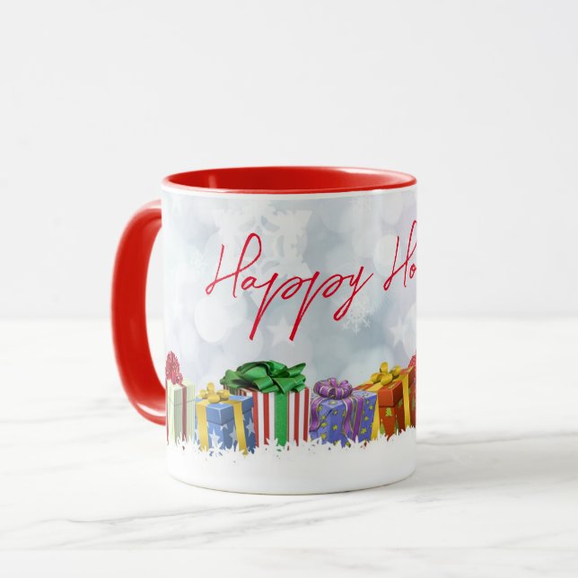 Wunderbare Weihnachtsgeschenke aus Regenbogen Tasse (Vorderseite Links)