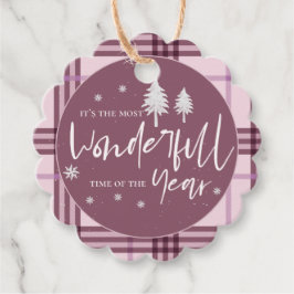 Wunderbare Zeit des Jahres Karierte Weihnachten ro Geschenkanhänger