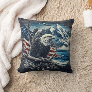Wunderbarer Adler mit amerikanischer Flagge und Be Kissen