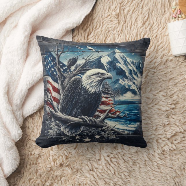 Wunderbarer Adler mit amerikanischer Flagge und Be Kissen (Decke)