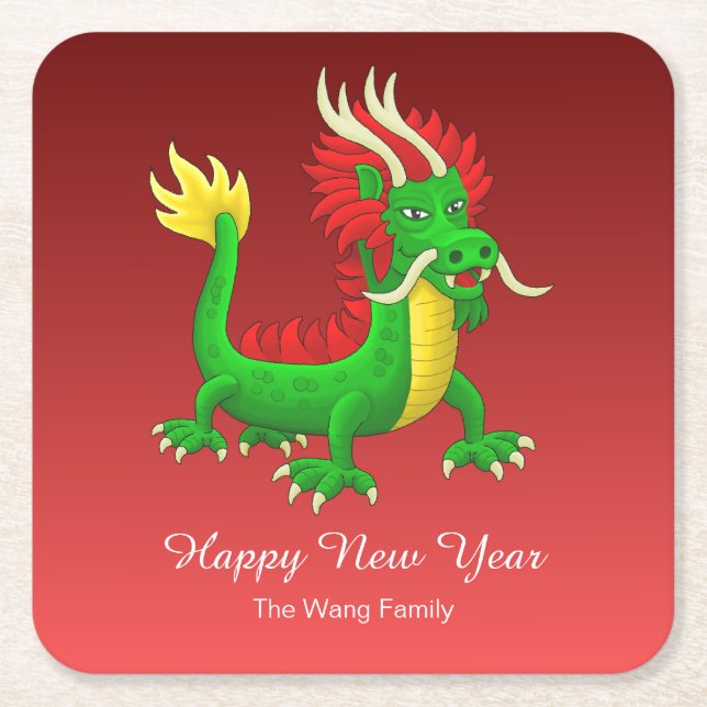 Wunderbarer chinesischer Drache Rechteckiger Pappuntersetzer (Vorderseite)