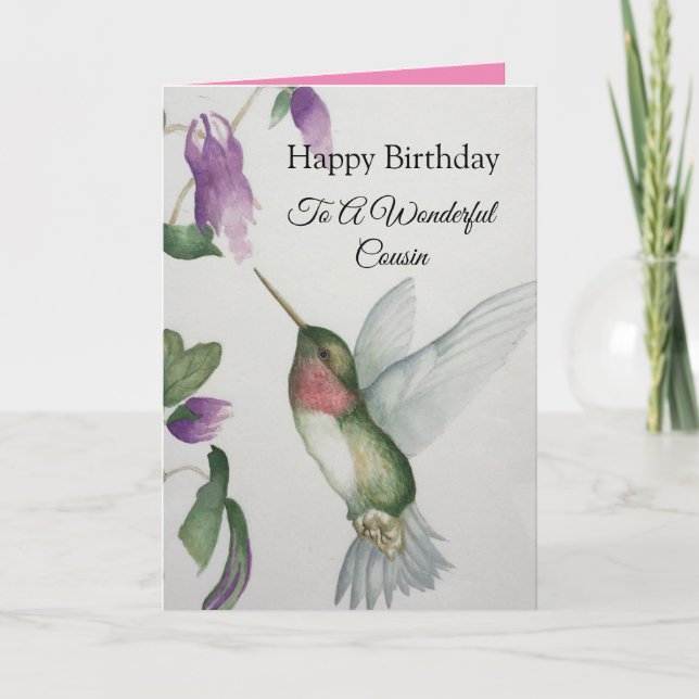 Wunderbarer Cousin Birthday Hummingbird Card Karte (Vorderseite)