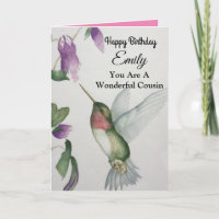 Wunderbarer Cousin Happy Birthday Hummingbird