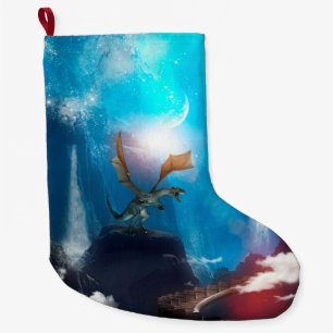 Wunderbarer Drache in der Nacht Großer Weihnachtsstrumpf
