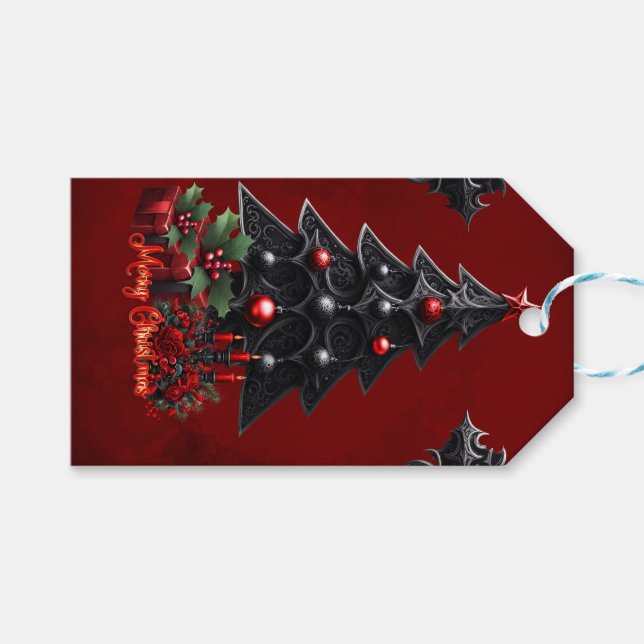 wunderbarer gotischer Weihnachtsbaum Geschenkanhänger (Vorderseite (Horizontal))