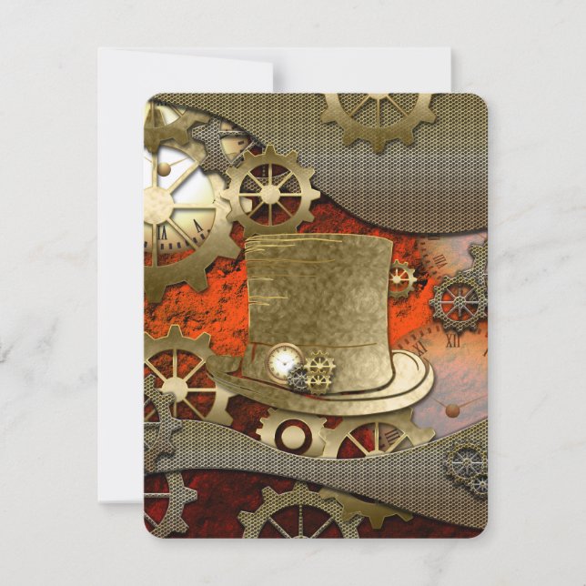 Wunderbarer Hut Steampunk Hexe Einladung (Vorderseite)