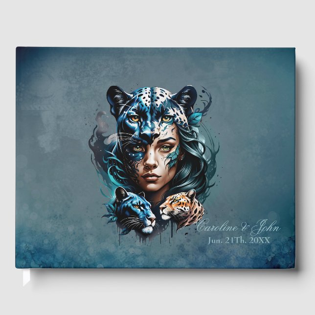 Wunderbarer Hybrid einer Frau und eines Panters Gästebuch (Vorderseite)