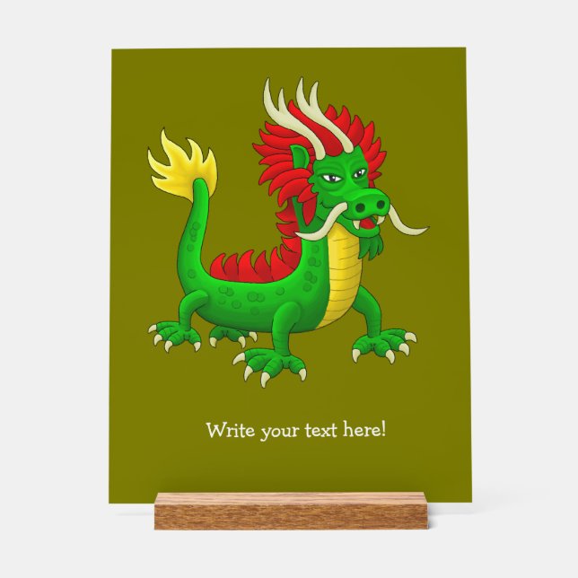 Wunderbarer mythologischer chinesischer Drache Acrylschild (Vorderseite)