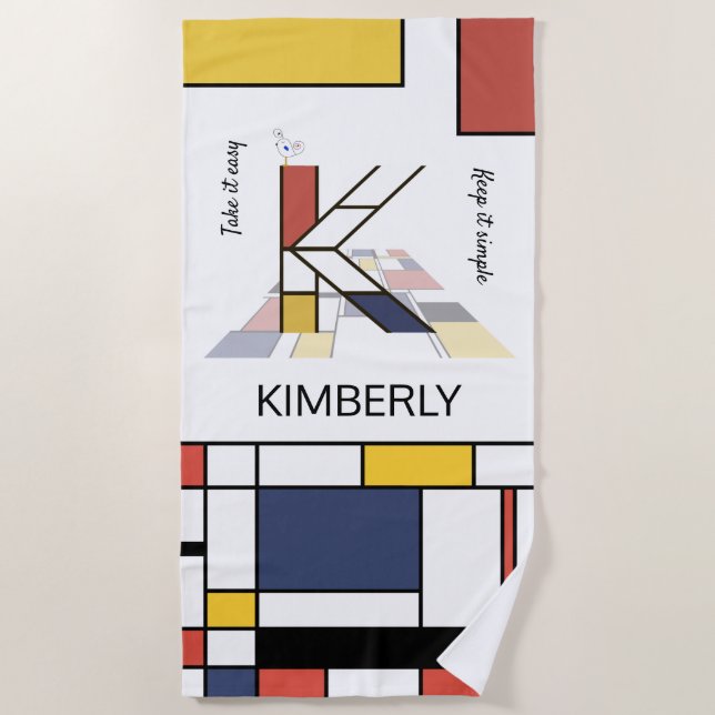 Wunderbarer Neoplastizismus Art Monogramm. Buchsta Strandtuch (Vorderseite)