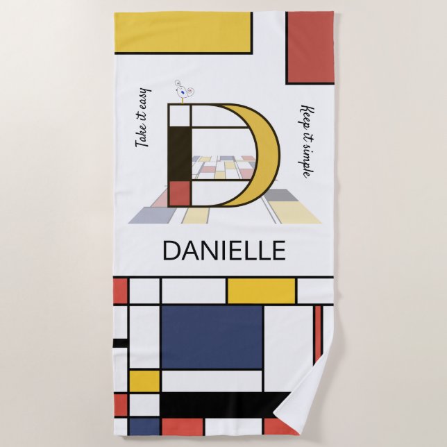 Wunderbarer Neoplastizismus Art Monogramm. Buchsta Strandtuch (Vorderseite)