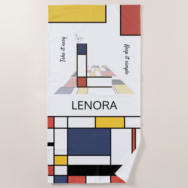 Wunderbarer Neoplastizismus Art Monogramm. Buchsta Strandtuch (Vorderseite)