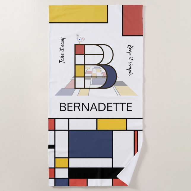 Wunderbarer Neoplastizismus Art Monogramm. Buchsta Strandtuch (Vorderseite)