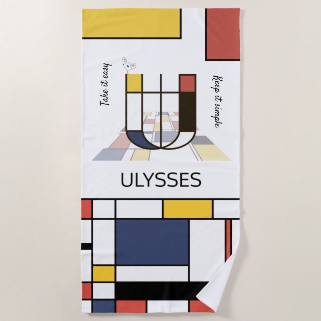 Wunderbarer Neoplastizismus Art Monogramm. Buchsta Strandtuch (Vorderseite)