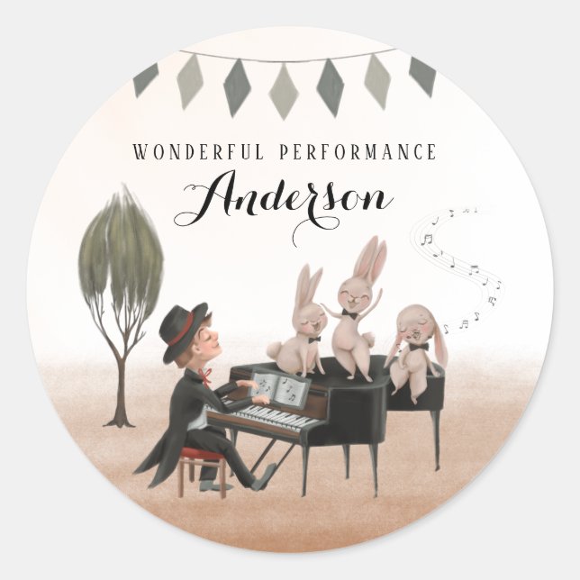 Wunderbarer Performance-Pianist-Sticker Runder Aufkleber (Vorderseite)
