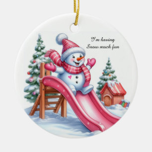 Wunderbarer Pink Snowman Spielplatz Spaß Keramik Ornament