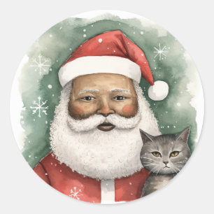 Wunderbarer schwarzer Santa Runder Aufkleber