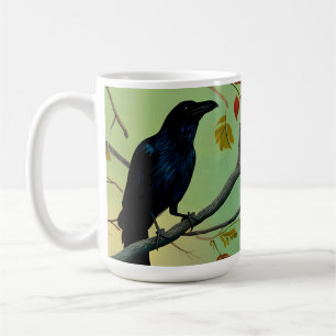 Wunderbarer Spaß raven auf dem Zweig Kaffeetasse