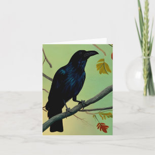 Wunderbarer Spaß raven auf dem Zweig Karte