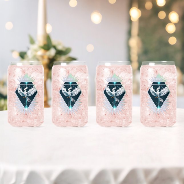 Wunderbarer weißer Fantasiephoenix. Dosenglas (Insitu (Hochzeit))