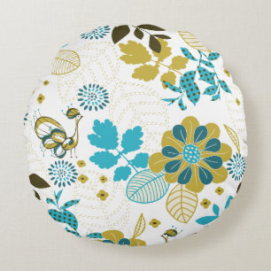 Wunderbares botanisches Blumendesign Rundes Kissen