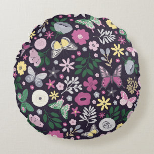 Wunderbares botanisches Blumendesign Rundes Kissen