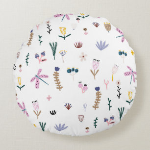 Wunderbares botanisches Blumendesign Rundes Kissen
