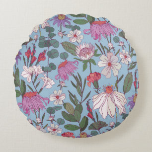 Wunderbares botanisches Blumendesign Rundes Kissen