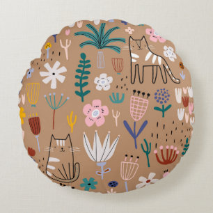 Wunderbares botanisches Blumendesign Rundes Kissen