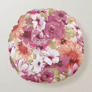 Wunderbares botanisches Blumendesign Rundes Kissen