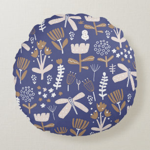 Wunderbares botanisches Blumendesign Rundes Kissen