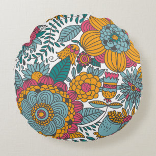 Wunderbares botanisches Blumendesign Rundes Kissen
