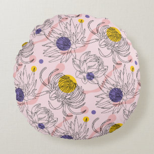 Wunderbares botanisches Blumendesign Rundes Kissen