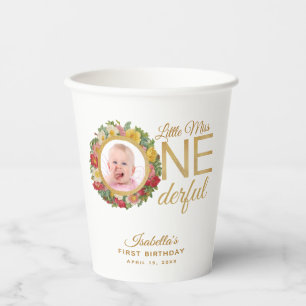 Wunderbares erstes Geburtstagsfoto im Rosenkranz G Pappbecher