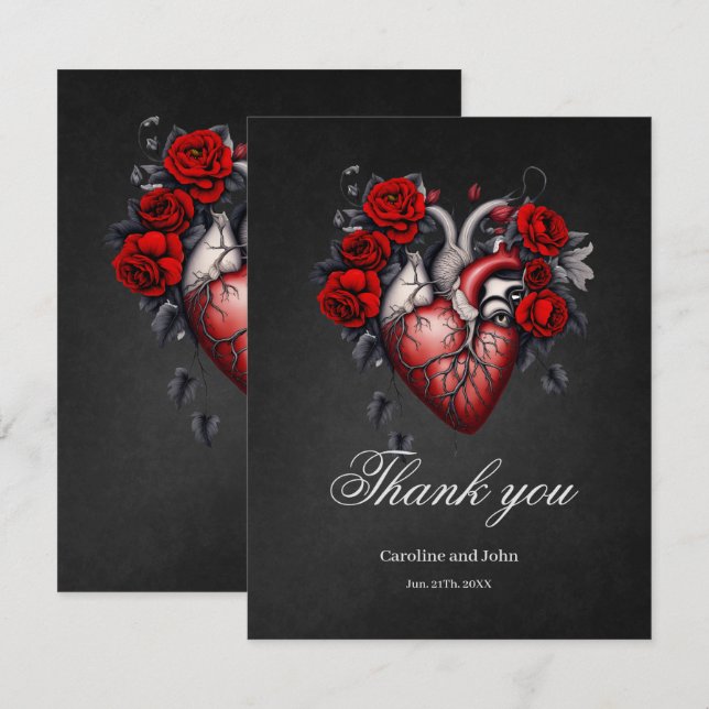 Wunderbares gotisches Viktorianisches Herz Dankeskarte (Vorne/Hinten)
