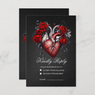Wunderbares gotisches Viktorianisches Herz RSVP Karte