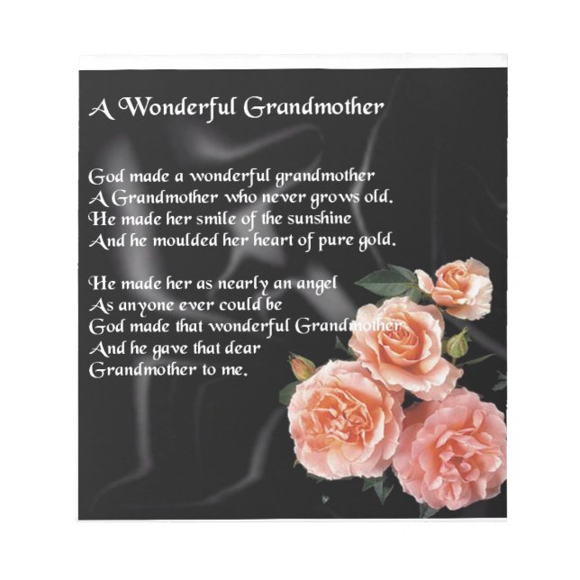 Wunderbares Großmuttergedicht - Blume auf schwarz Notizblock (Vorderseite)