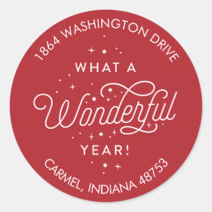 Wunderbares Jahr Rung Holiday Rücksendeadresse Lab Runder Aufkleber