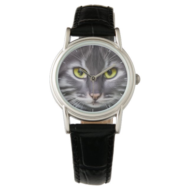 Wunderbares Katzenportrait - cool Armbanduhr (Vorderseite)