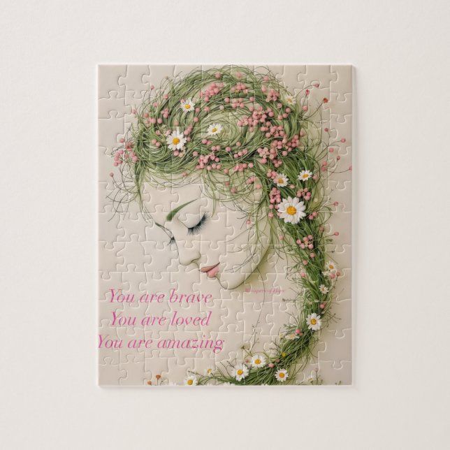 Wunderbares Mädchen mit Blume Puzzle (Vertikal)