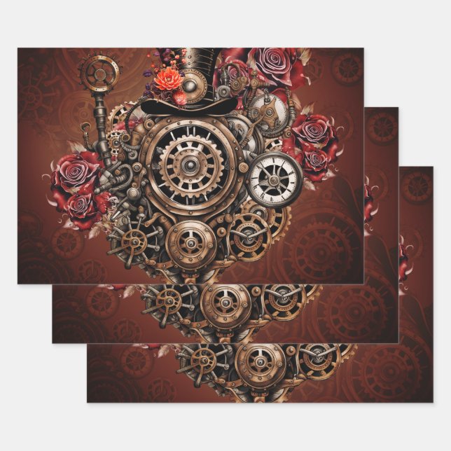 Wunderbares Steampunk-Design Geschenkpapier Set (Set)
