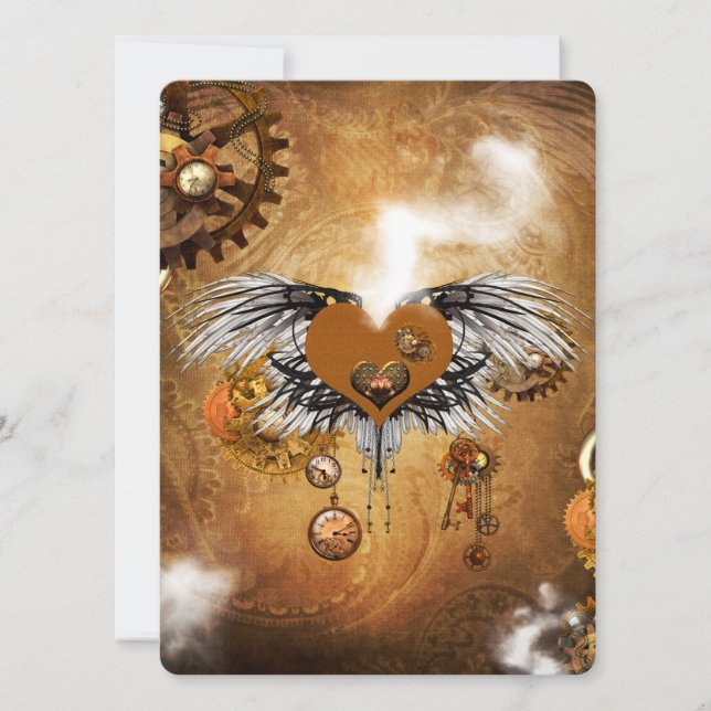 Wunderbares Steampunk-Herz Einladung (Vorderseite)