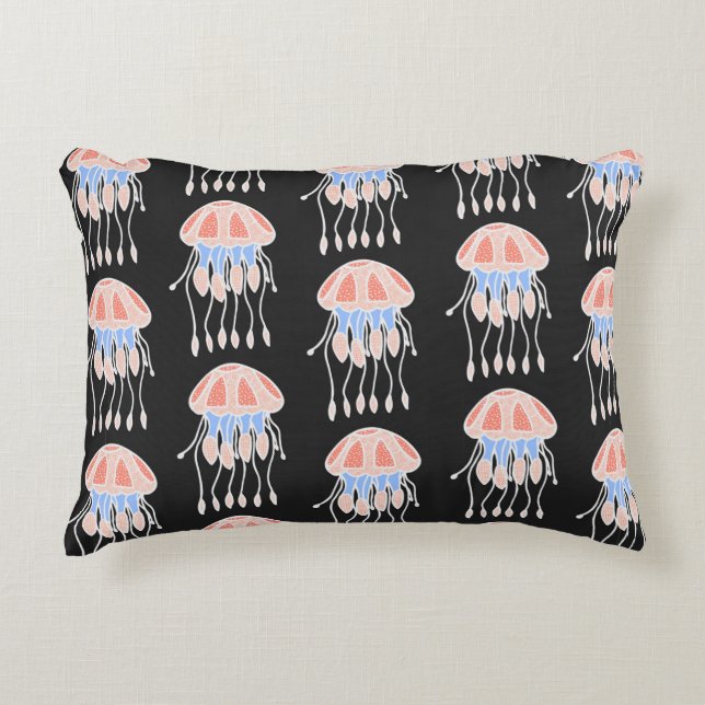 Wunderbares Vintag nahtloses Quallenmuster. B Dekokissen (Vorderseite)