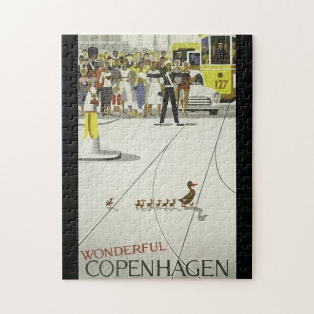 Wunderbares Vintages Reiseplakat Kopenhagens Puzzle (Vertikal)