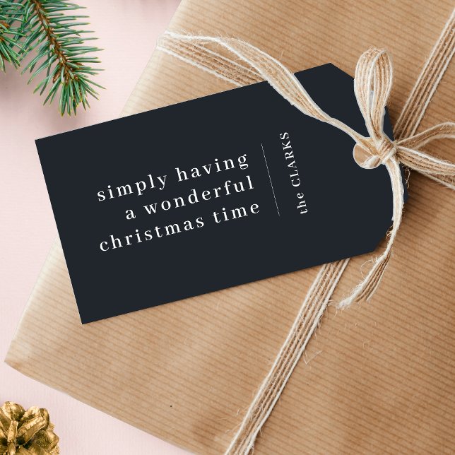 Wunderbares Weihnachten | Modernes Minimal Stilvol Geschenkanhänger ("Simply having a wonderful christmas time" festive gift tags)
