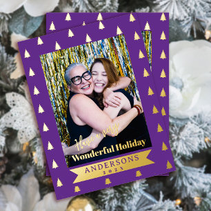 Wunderbares WeihnachtsFoto Lila Folien Feiertagspostkarte