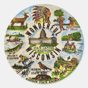 Wunderbares Wisconsin Runder Aufkleber
